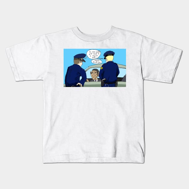 Obama Pulled Over Kids T-Shirt by Felipe.Makes.Cartoons